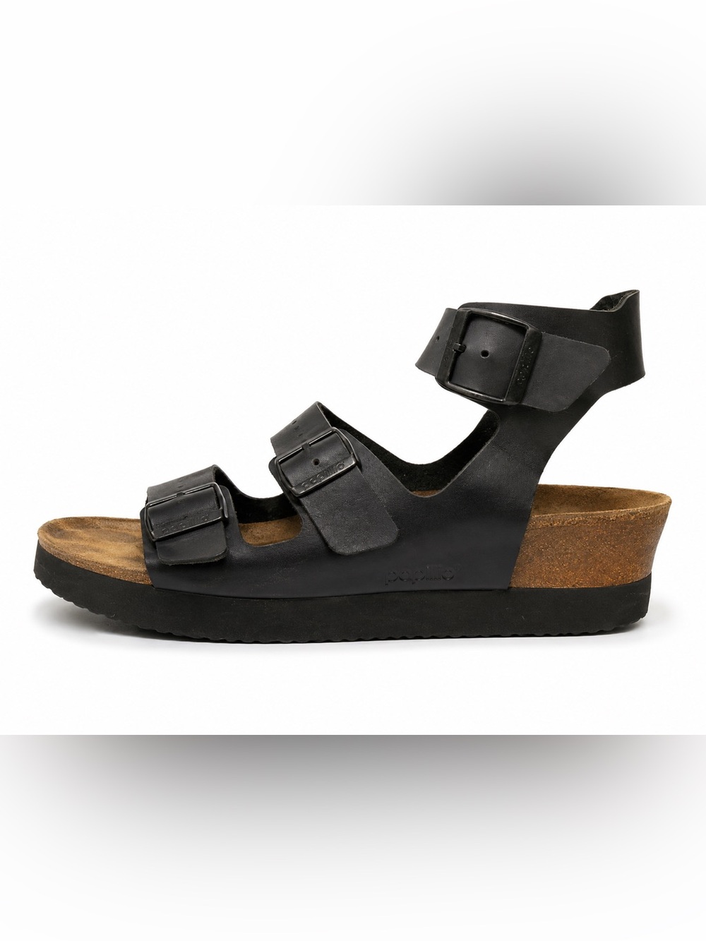 Birkenstock-Papillio Linnea Women 11 EUR 42 Black Leather Platform Wedge Sandal
